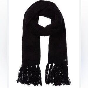 UGG Classic Black Knit Scarf with Fringe